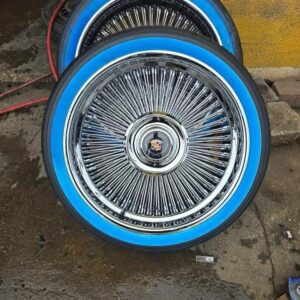 20” All Chrome Wire Wheels w/ Floating Center Caps & Diamond Back Tires