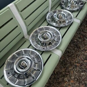 Vintage 1957 Cadillac Eldorado Hubcaps with Center Bullets - Authentic Reproduction Set