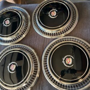 Cadillac Eldorado black hubcaps, 1976-1978, restored (set of 4)
